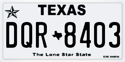 TX license plate DQR8403