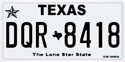 TX license plate DQR8418