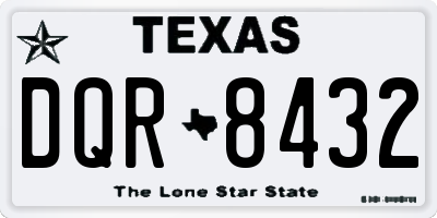 TX license plate DQR8432