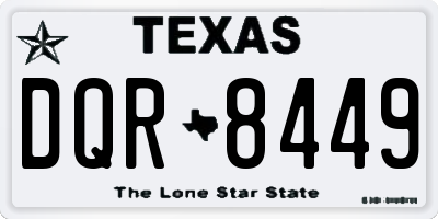 TX license plate DQR8449