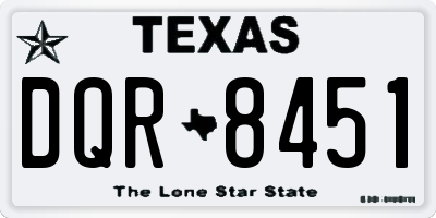 TX license plate DQR8451