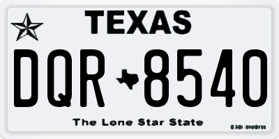 TX license plate DQR8540