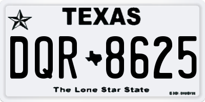 TX license plate DQR8625