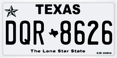 TX license plate DQR8626