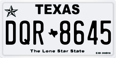 TX license plate DQR8645