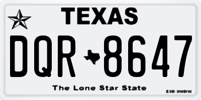 TX license plate DQR8647