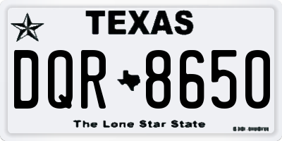 TX license plate DQR8650