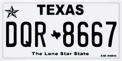 TX license plate DQR8667