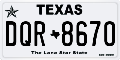 TX license plate DQR8670