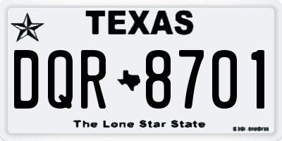 TX license plate DQR8701