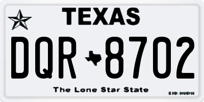 TX license plate DQR8702