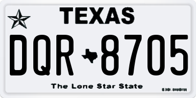 TX license plate DQR8705