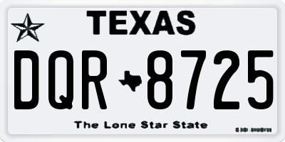 TX license plate DQR8725