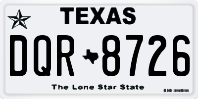 TX license plate DQR8726