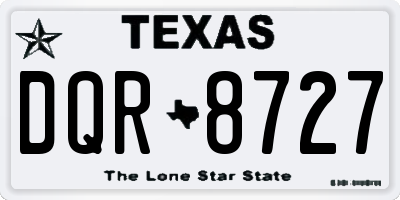 TX license plate DQR8727