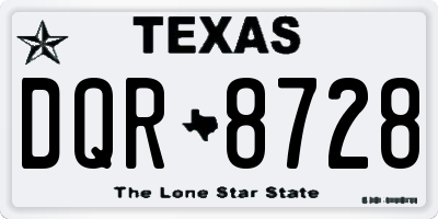 TX license plate DQR8728