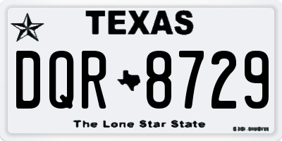 TX license plate DQR8729