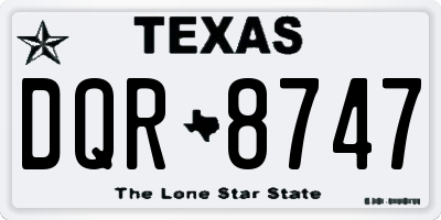 TX license plate DQR8747