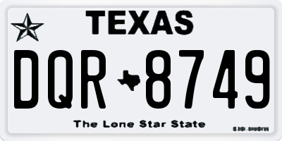 TX license plate DQR8749