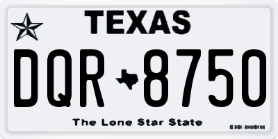 TX license plate DQR8750
