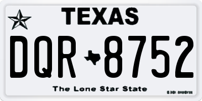 TX license plate DQR8752