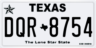 TX license plate DQR8754