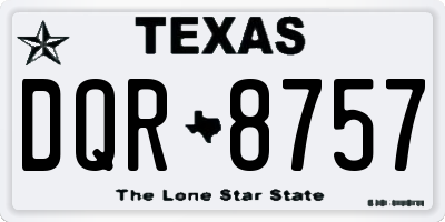 TX license plate DQR8757