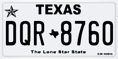 TX license plate DQR8760