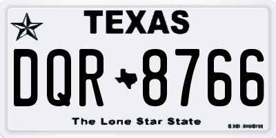TX license plate DQR8766