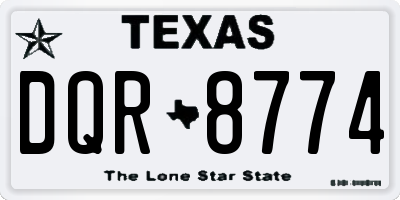 TX license plate DQR8774