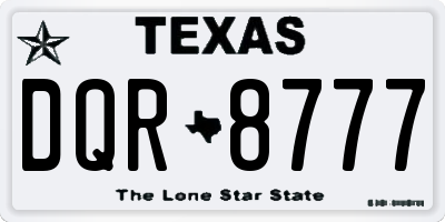 TX license plate DQR8777