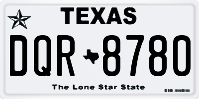 TX license plate DQR8780