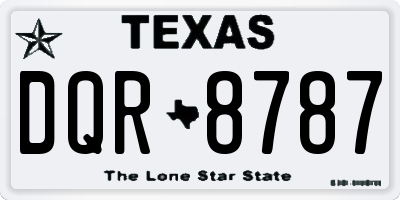 TX license plate DQR8787