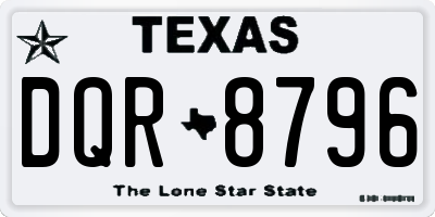 TX license plate DQR8796