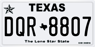 TX license plate DQR8807