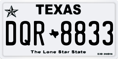 TX license plate DQR8833