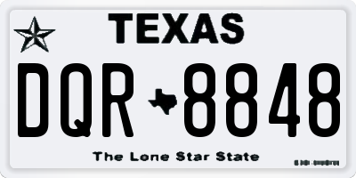 TX license plate DQR8848