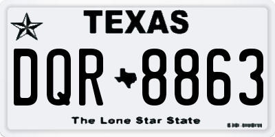 TX license plate DQR8863