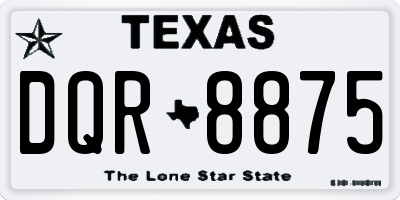TX license plate DQR8875