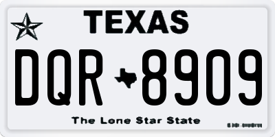 TX license plate DQR8909