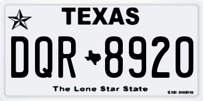 TX license plate DQR8920