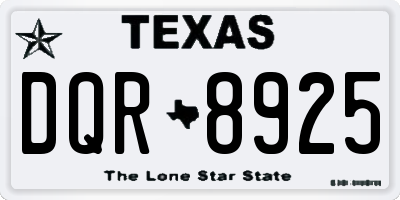 TX license plate DQR8925
