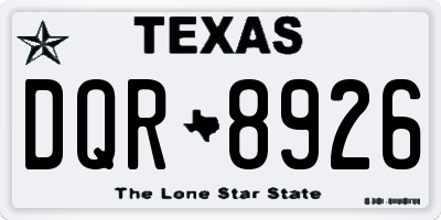 TX license plate DQR8926