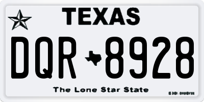 TX license plate DQR8928