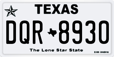 TX license plate DQR8930