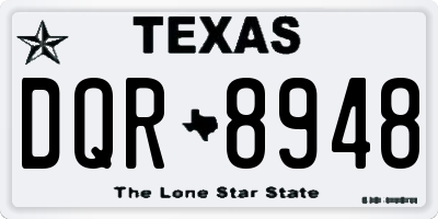 TX license plate DQR8948