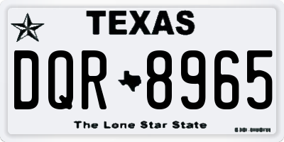 TX license plate DQR8965