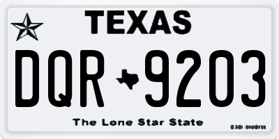 TX license plate DQR9203