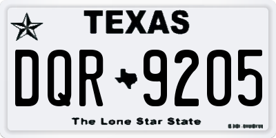 TX license plate DQR9205