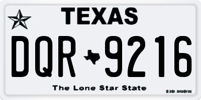 TX license plate DQR9216